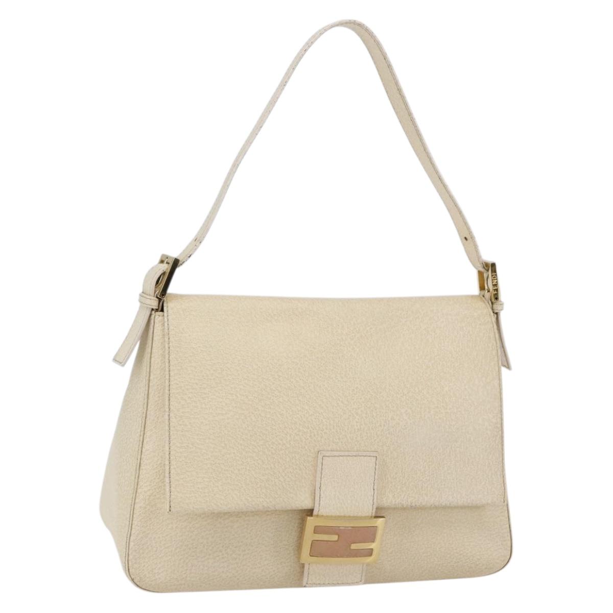 Fendi Mamma Baguette Shoulder Bag Canvas Beige Leather Shoulder Bag Bag (Pre-Owned)